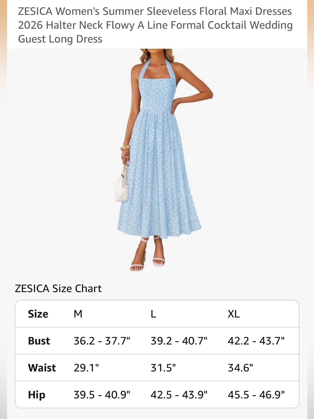 Zesica Light Blue Halter Midi Dress With Floral Print